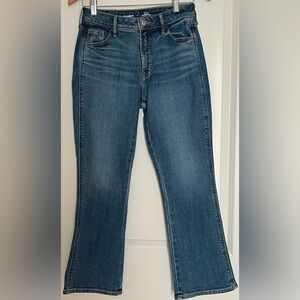 Old Navy Vintage Cropped Flare Blue Jeans High Rise Secret Smooth Pockets Sz 0
